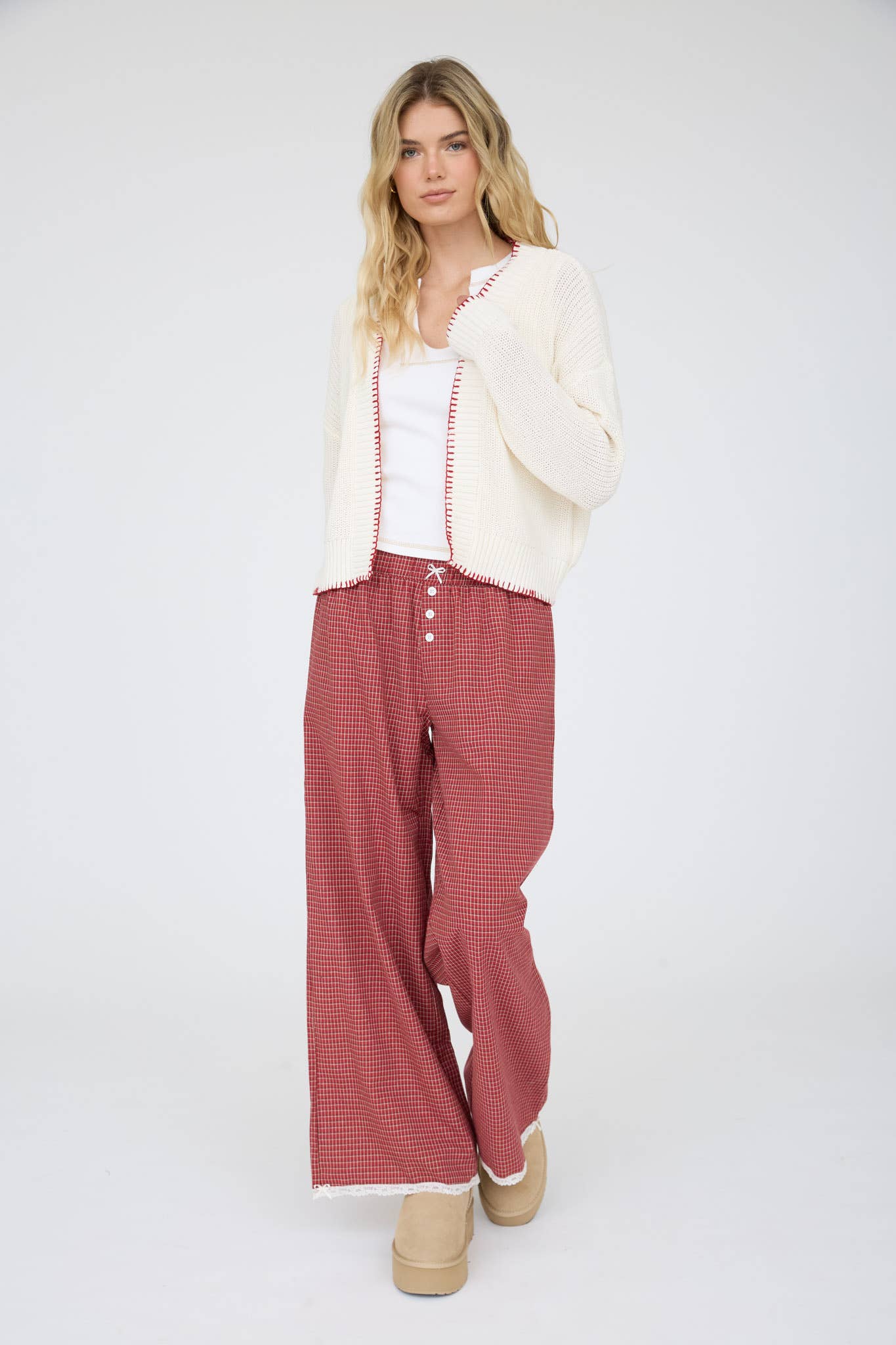 American Flag Contrast Stitch Cardigan