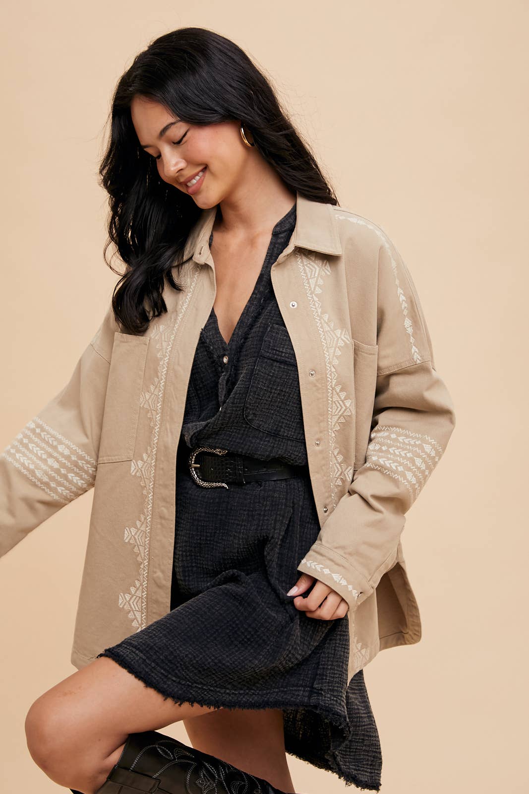 Flora Embroidered Utility Shacket