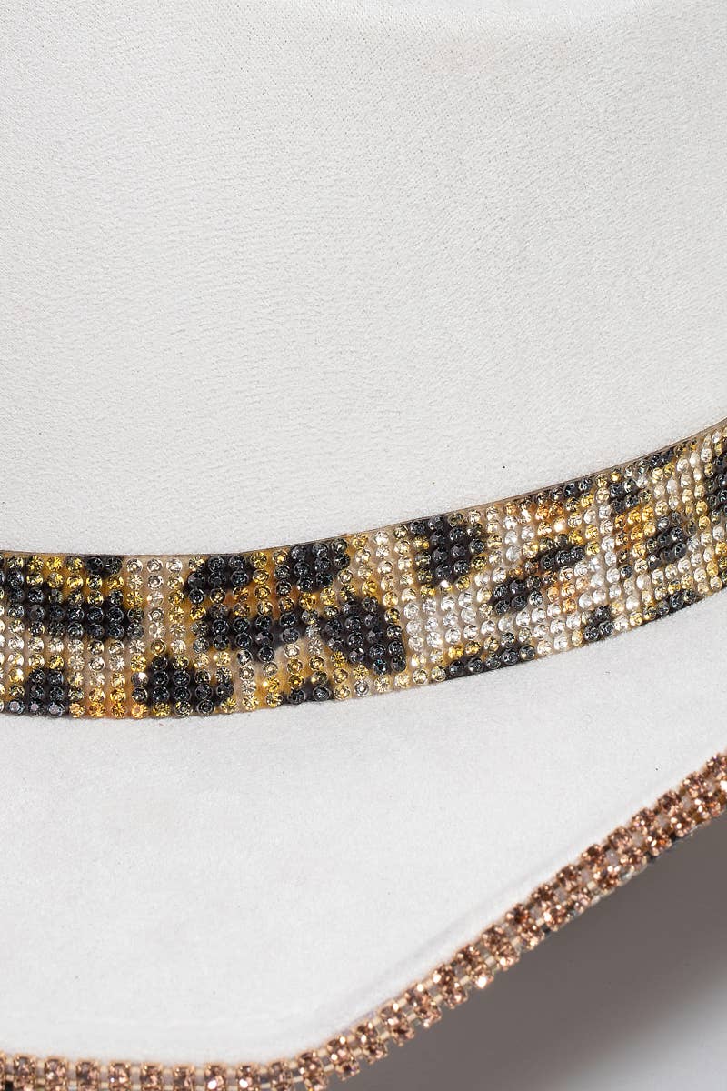 Leopard Print Rhinestone Western Cowboy Hat