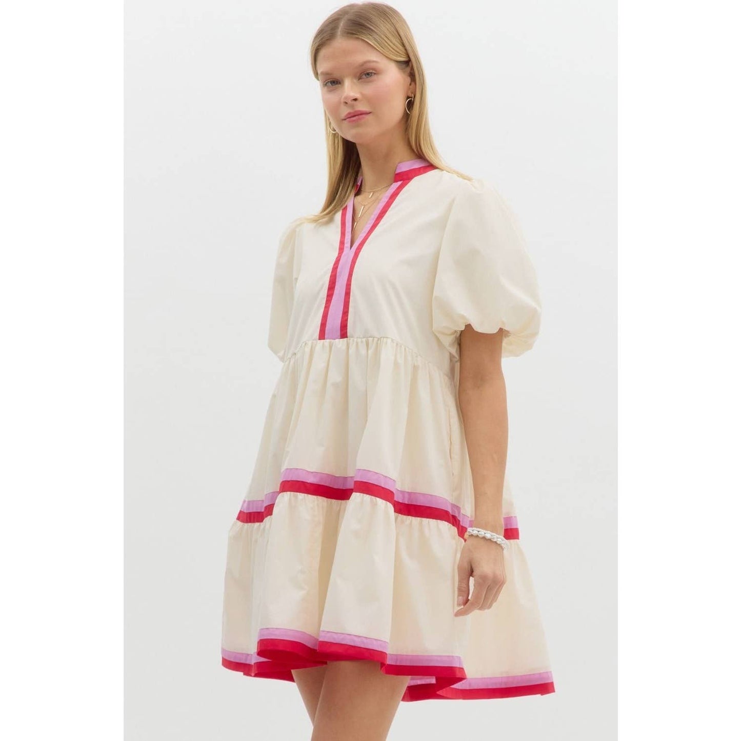 Marcy V-Neck Bubble Mini Dress