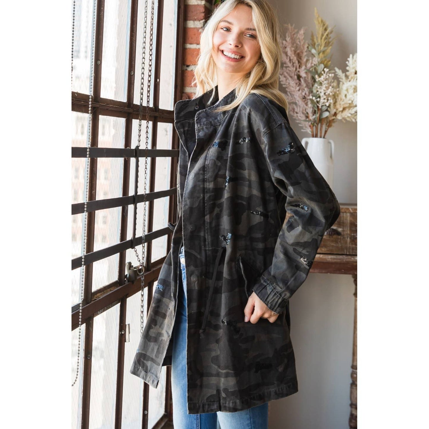 Camo Zip Up Utility Jacket