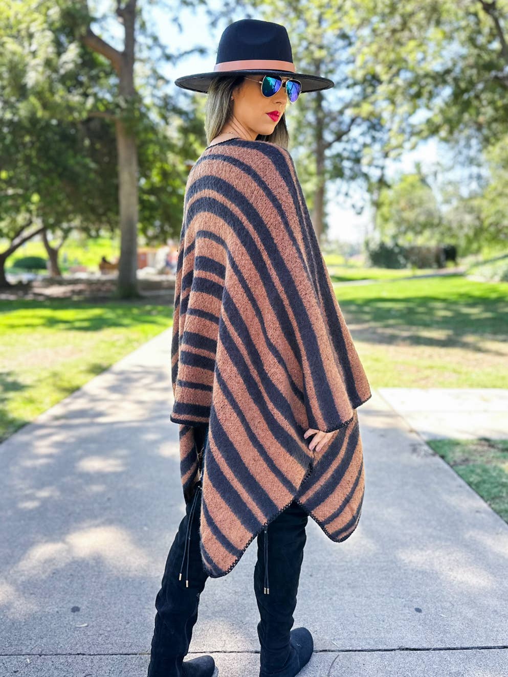 Kara Stripe Knit Ruana Cardigan