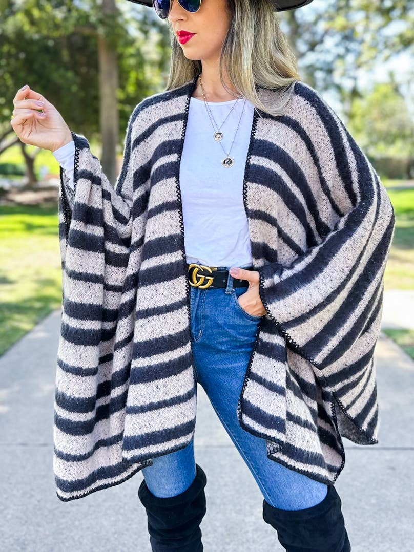 Kelli Stripe Knitted Ruana
