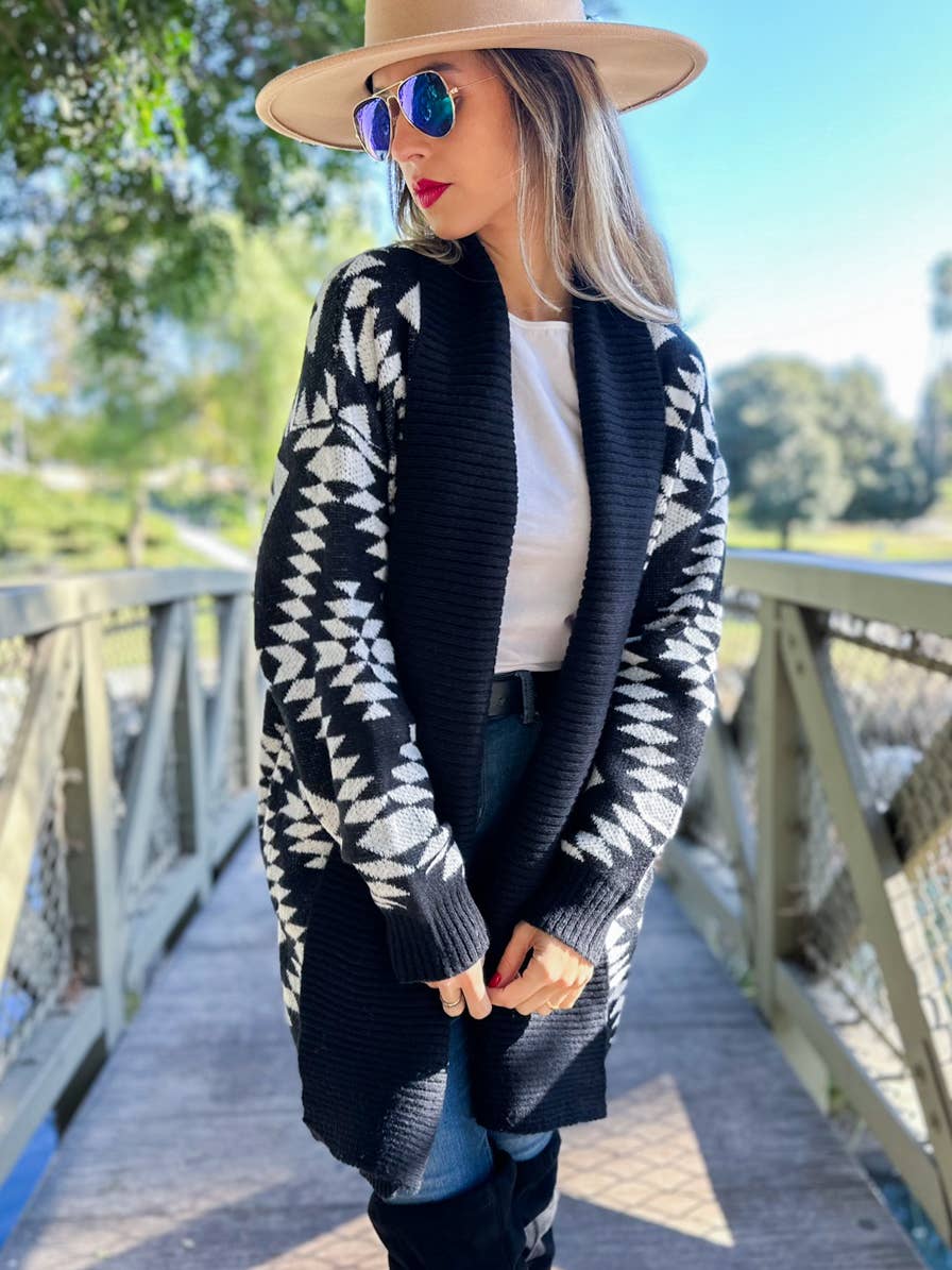 Aztec Printed Lightweight Cardigan