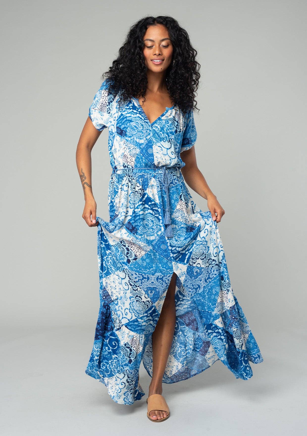 Bohemian Floral Patchwork Maxi Dress