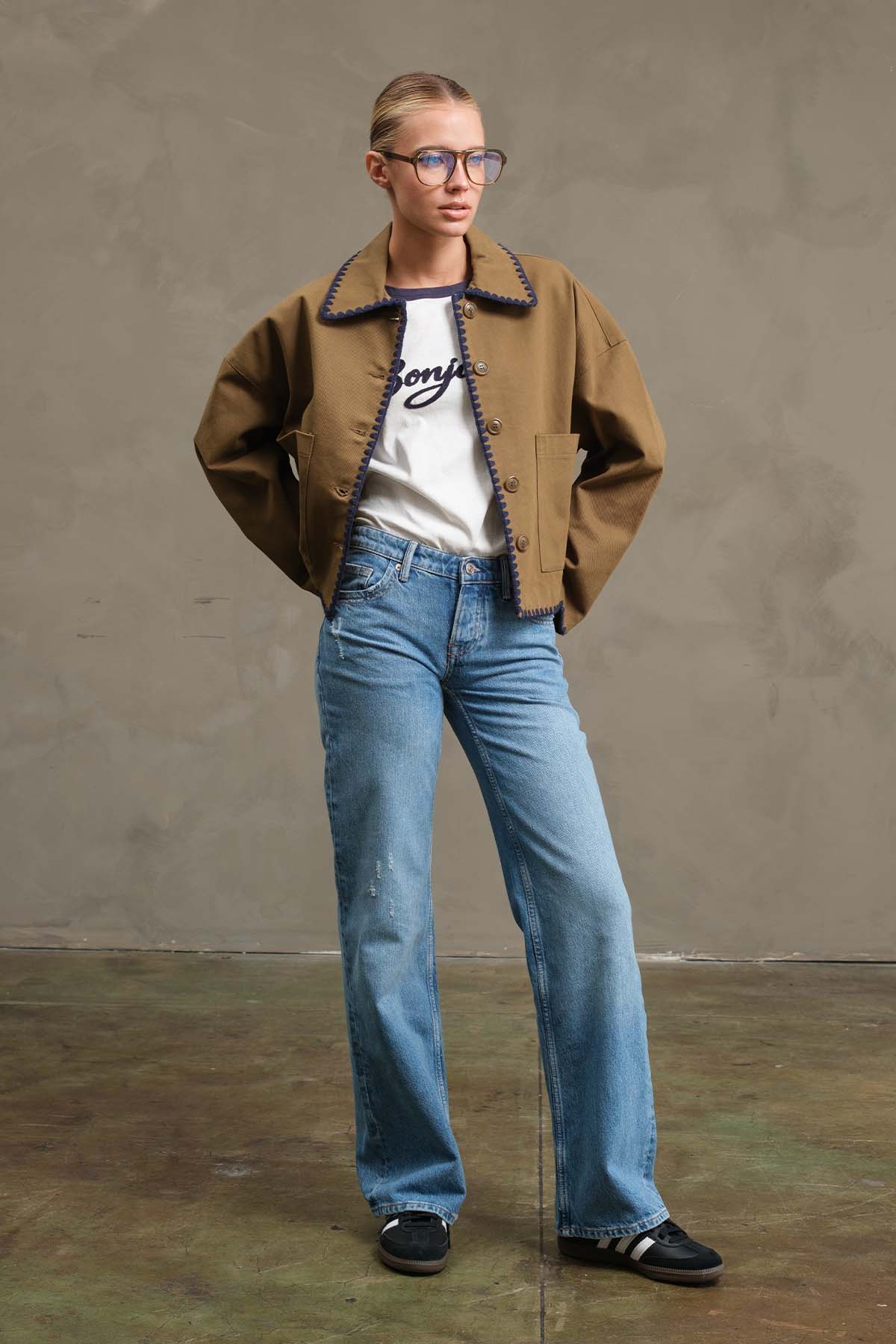Whipstitch Trim Boxy Jacket