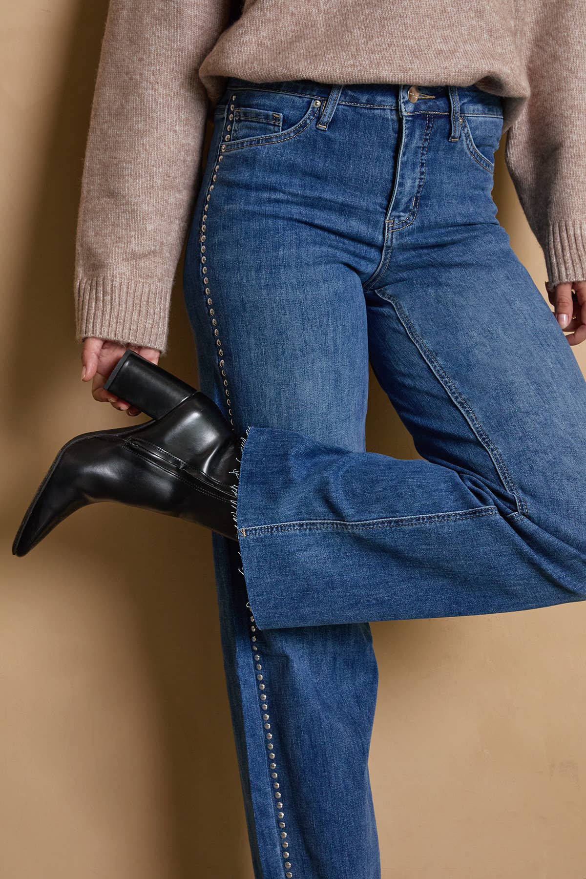 Reba Studded Wide Leg Jeans