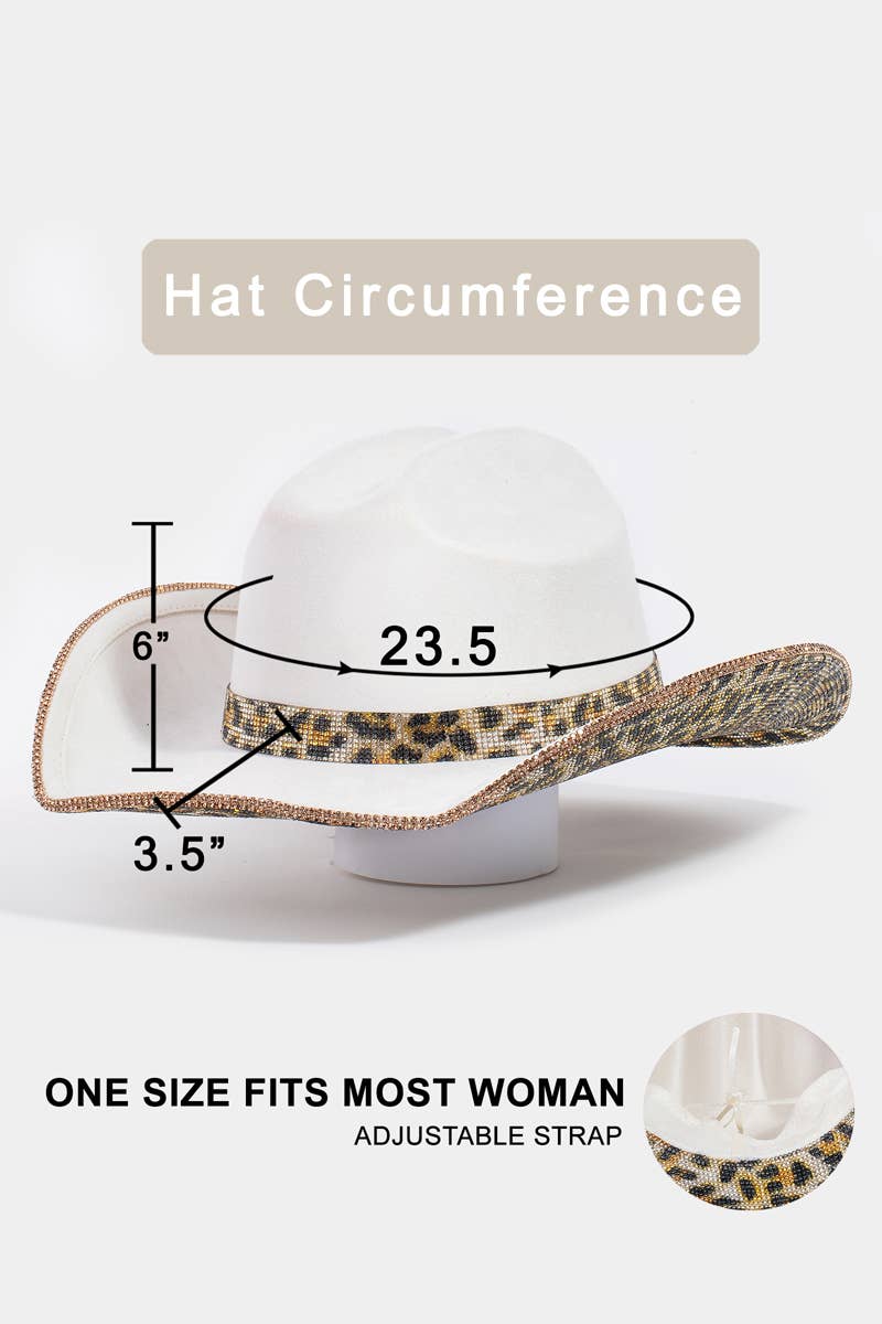 Leopard Print Rhinestone Western Cowboy Hat
