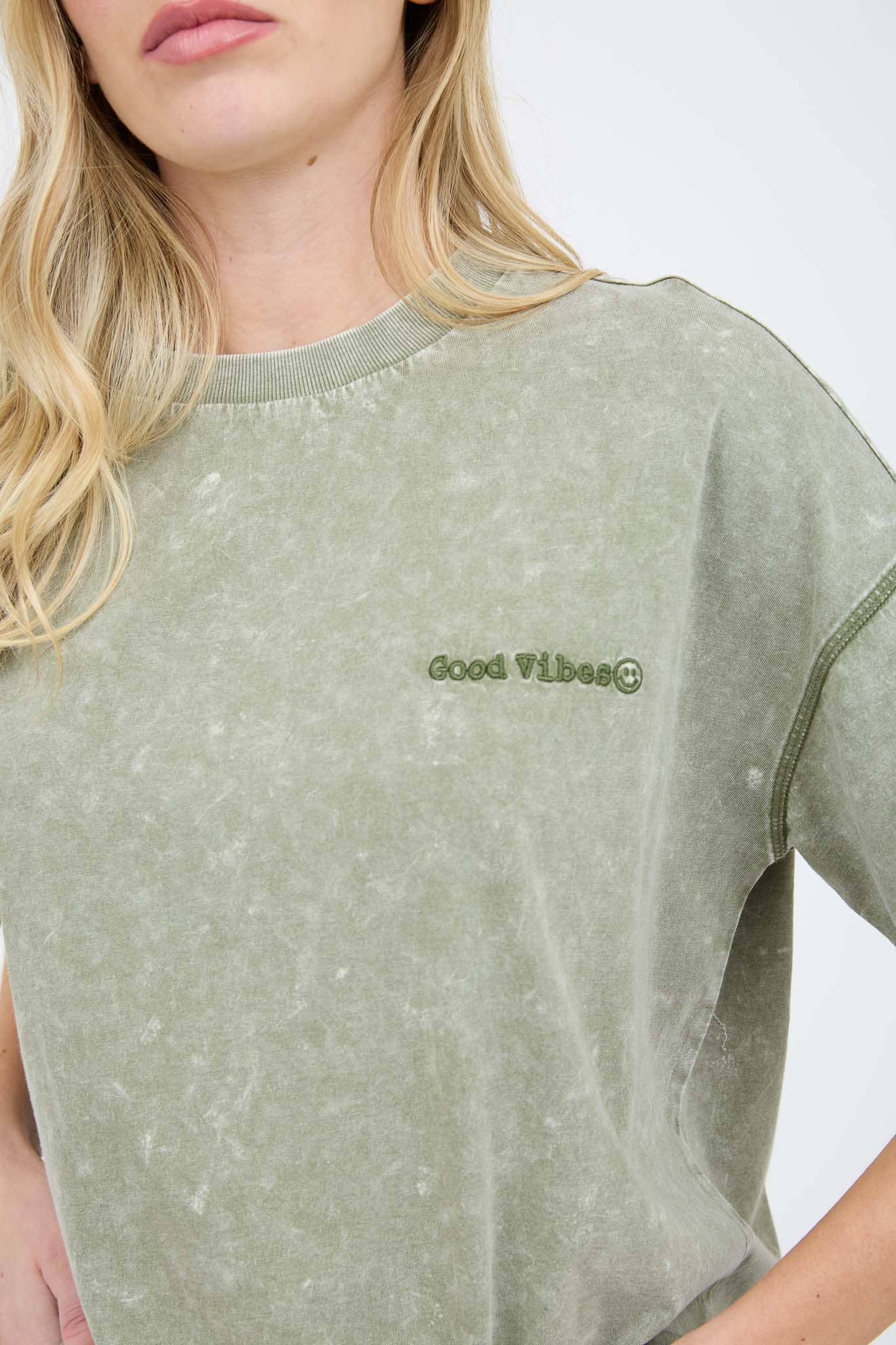 Good Vibes Washed Knit T-Shirt