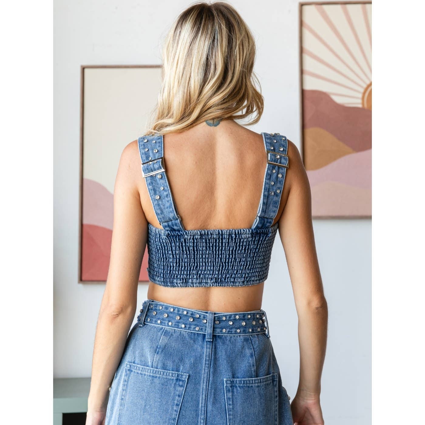 Rhinestone Denim Tank Top