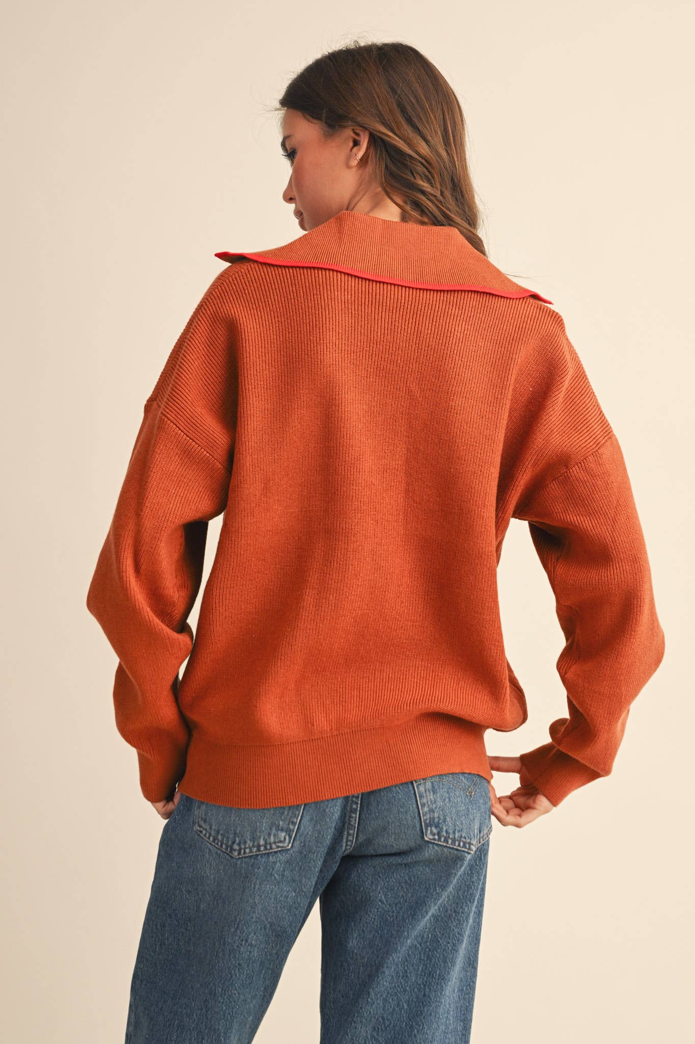 Ribbed Collared Sweater