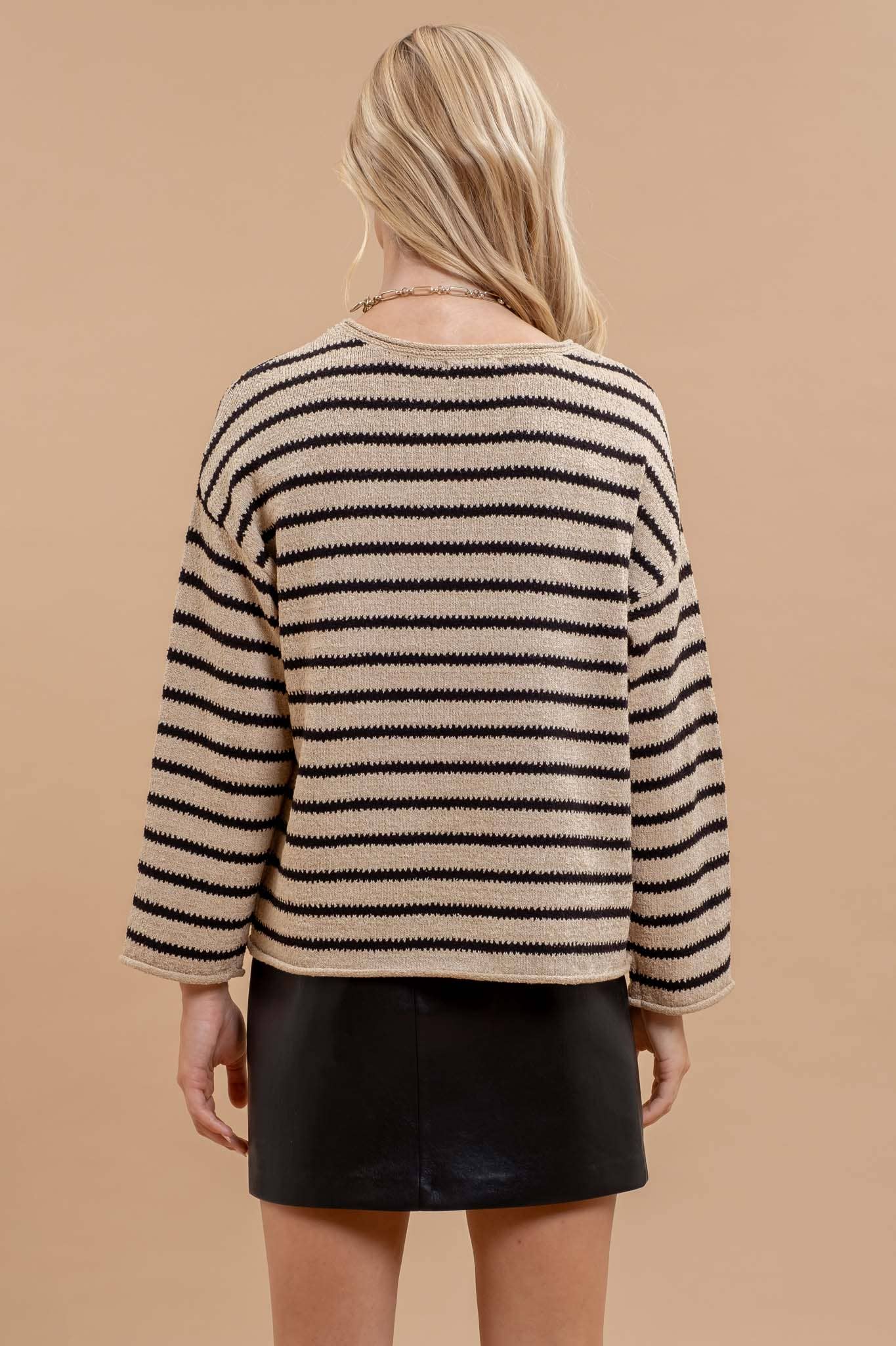 Striped Knit Pullover Sweater