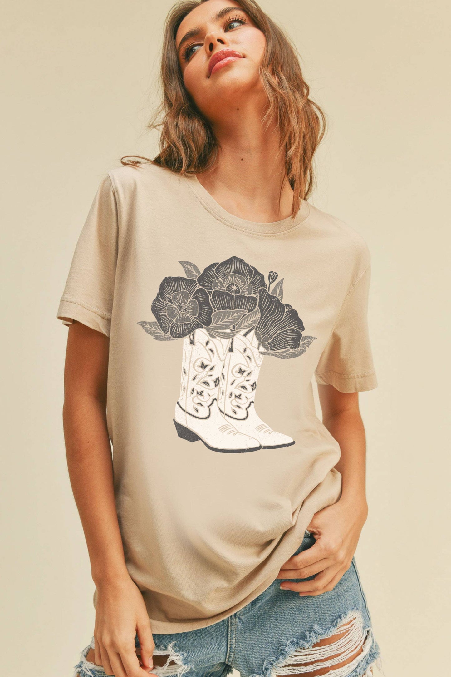 Cowboy Boots Flower Graphic Tee
