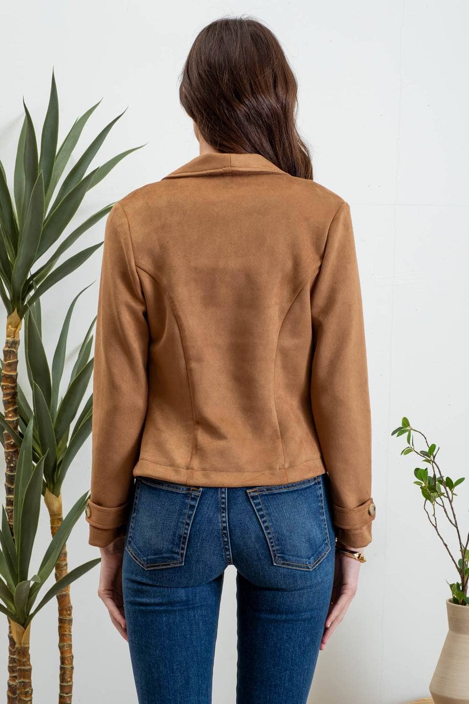 Heather Faux Suede Moto Jacket