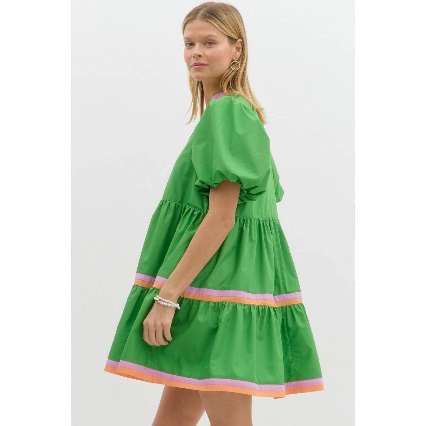 Marcy V-Neck Bubble Mini Dress