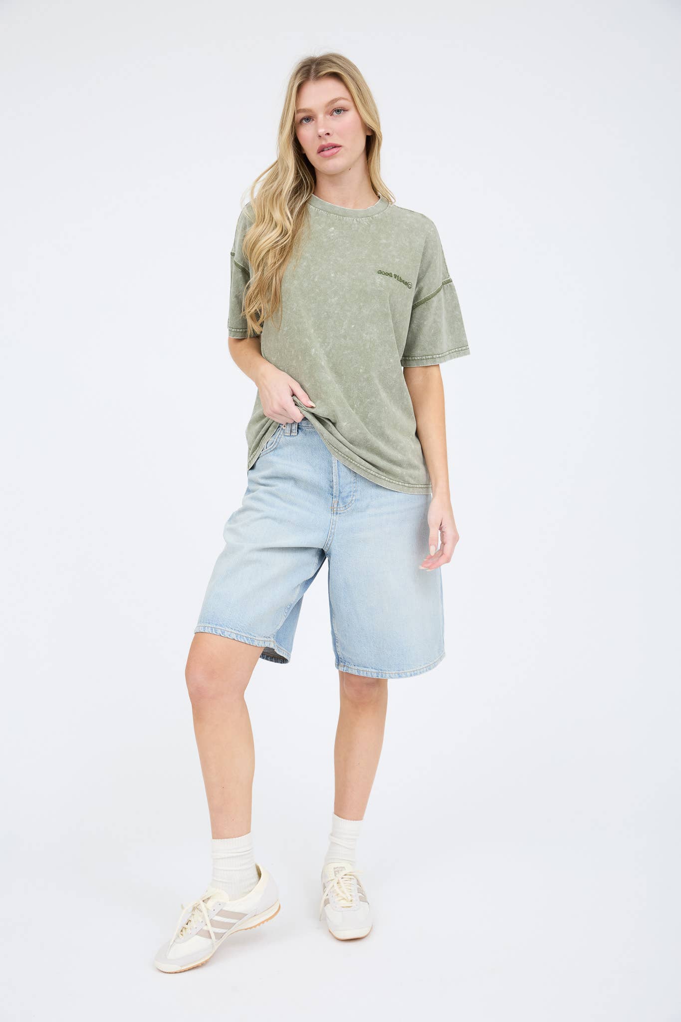 Good Vibes Washed Knit T-Shirt