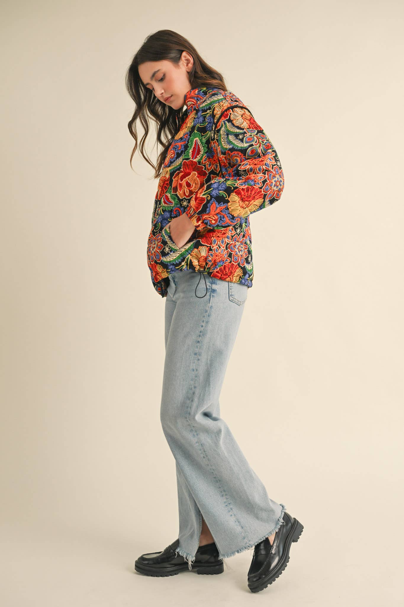 Floral Puff Bomber Jacket