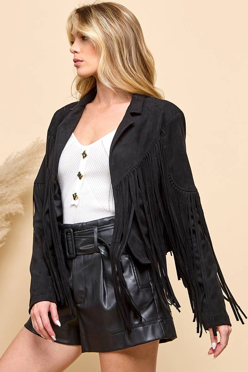Lainey Faux Suede Fringed Jacket