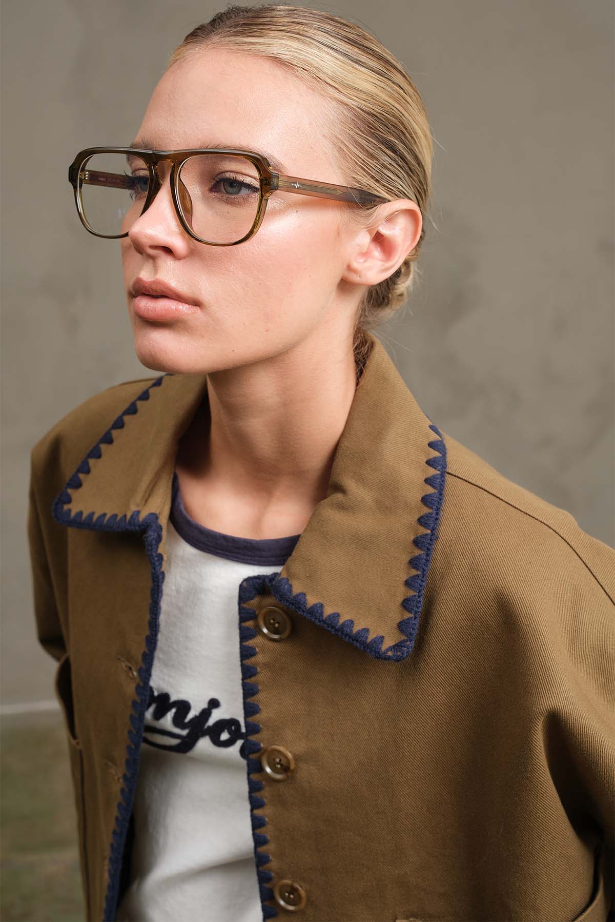 Whipstitch Trim Boxy Jacket