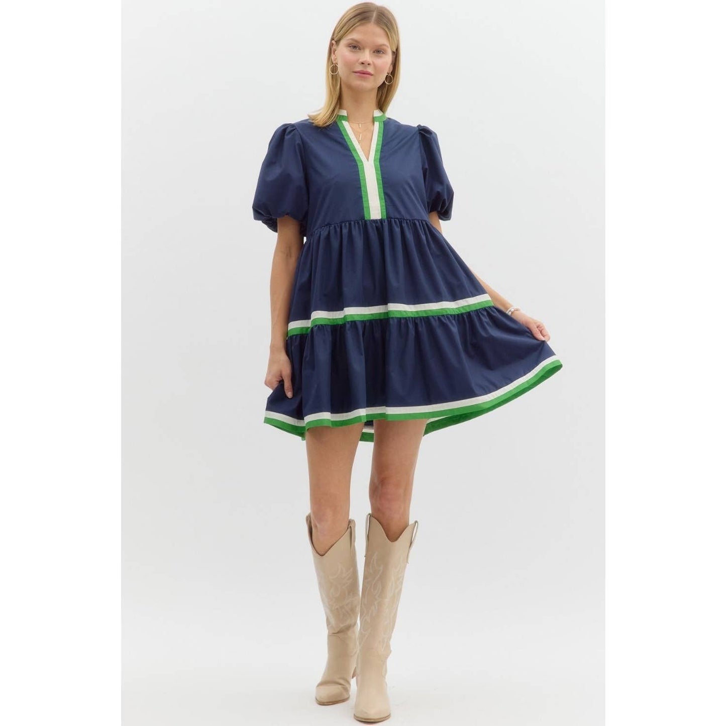 Marcy V-Neck Bubble Mini Dress