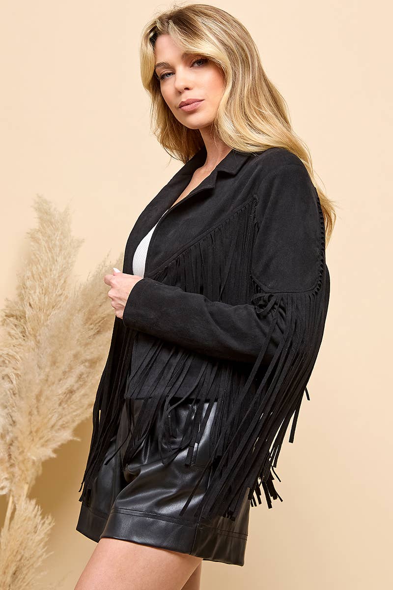 Lainey Faux Suede Fringed Jacket