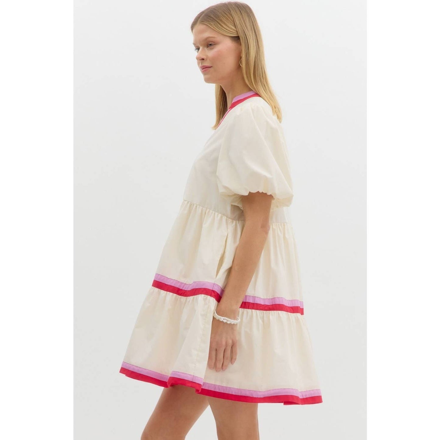 Marcy V-Neck Bubble Mini Dress