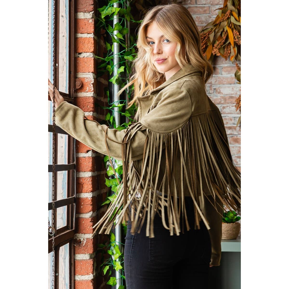 Suede Fringe Moto Jacket