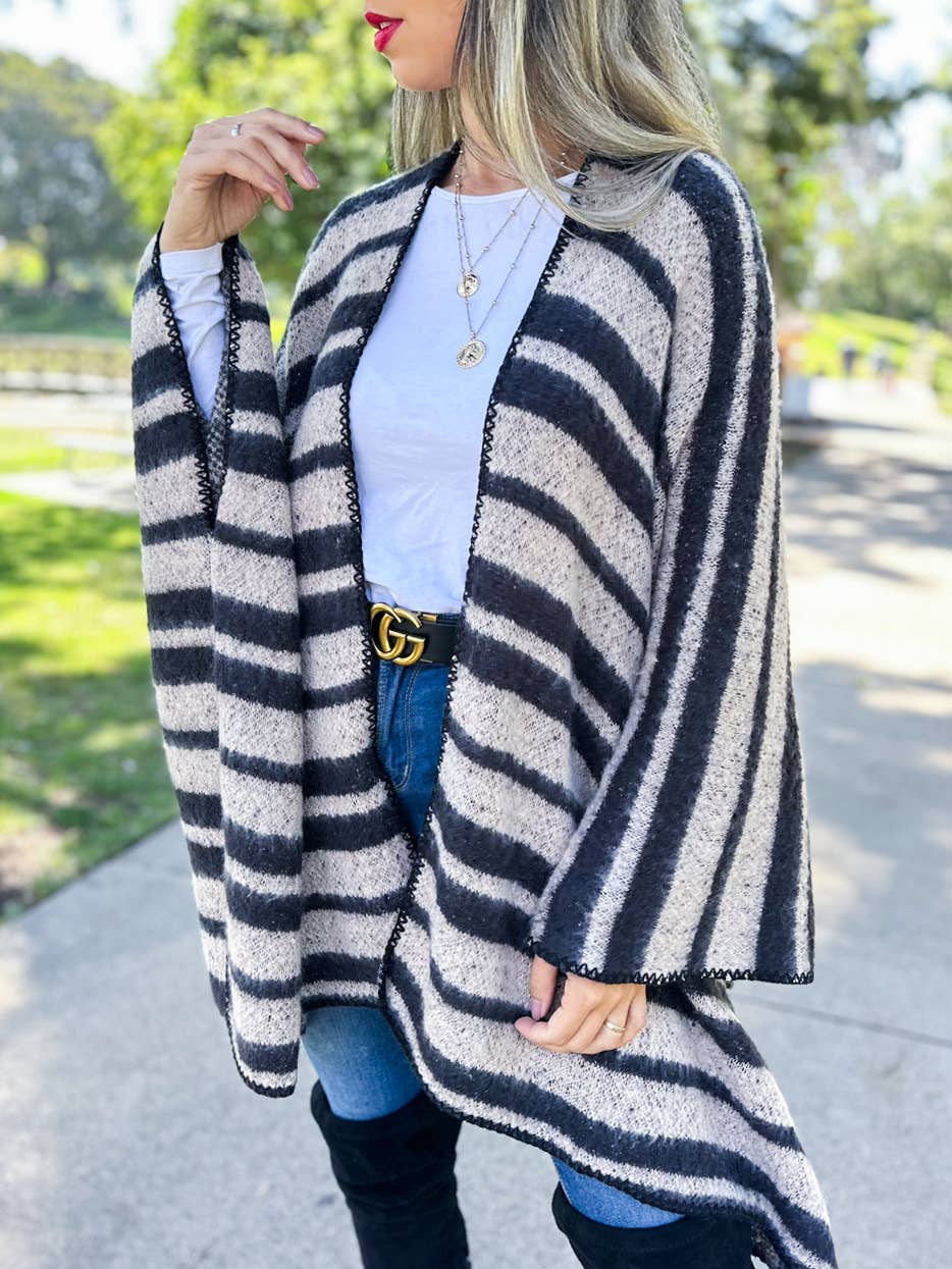 Kelli Stripe Knitted Ruana