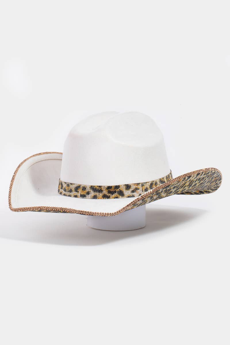 Leopard Print Rhinestone Western Cowboy Hat