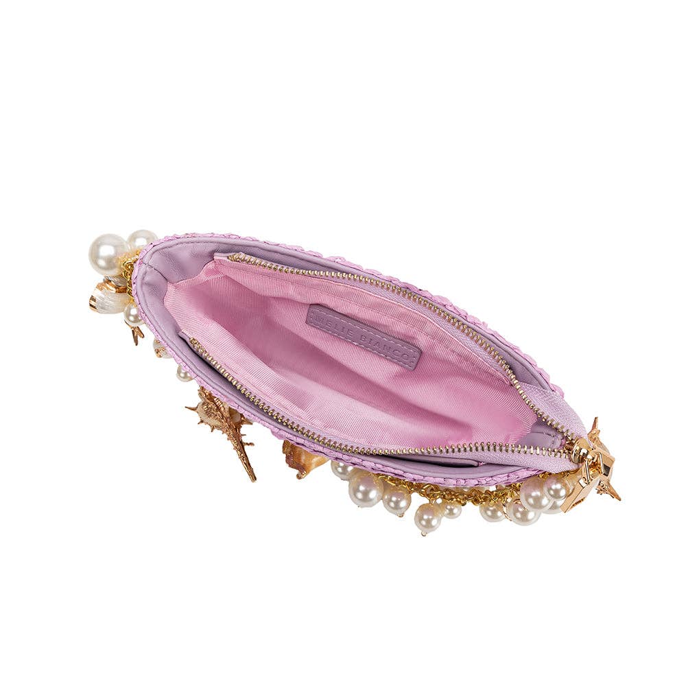 Isla Lavender Small Shells Straw Top Handle