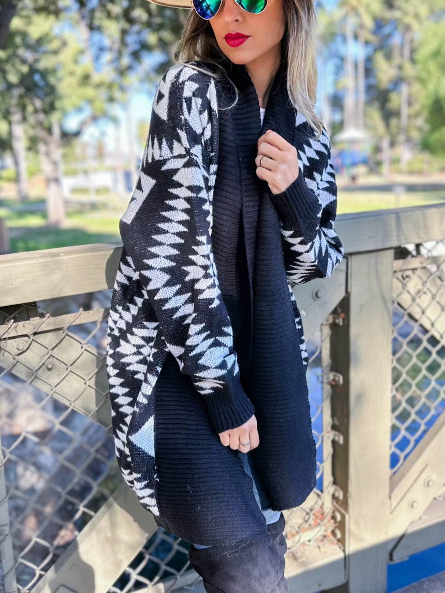 Aztec Printed Lightweight Cardigan