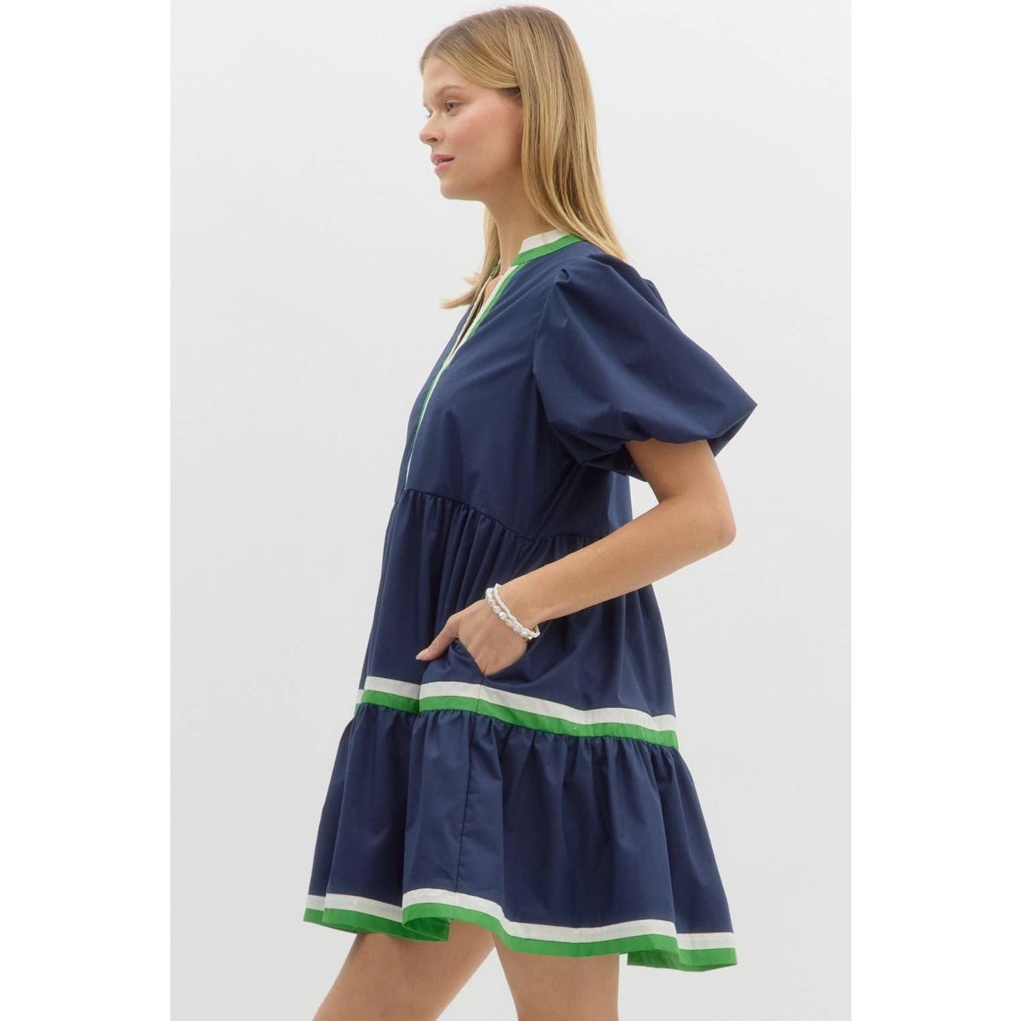 Marcy V-Neck Bubble Mini Dress