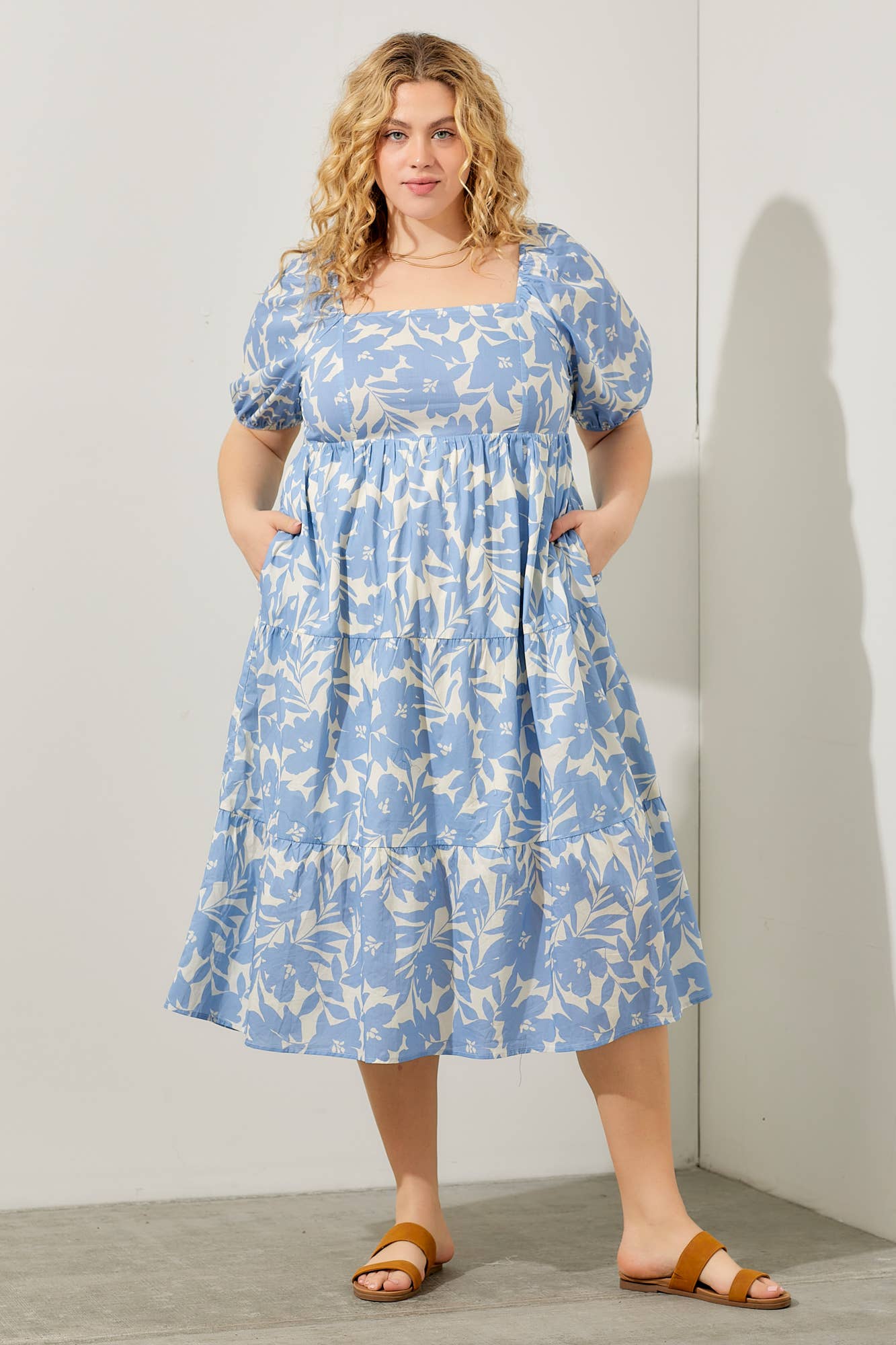 Ivy Floral Poplin Tiered Midi Dress