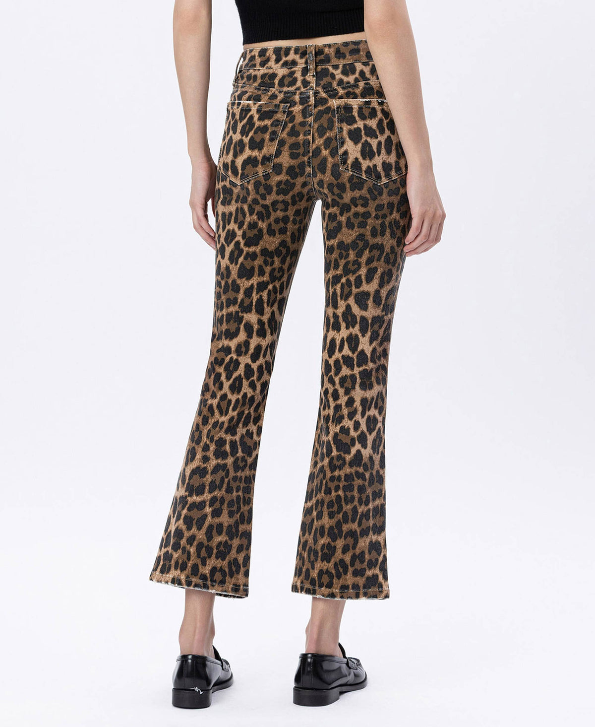 Leopard Print Kick Flare Jeans