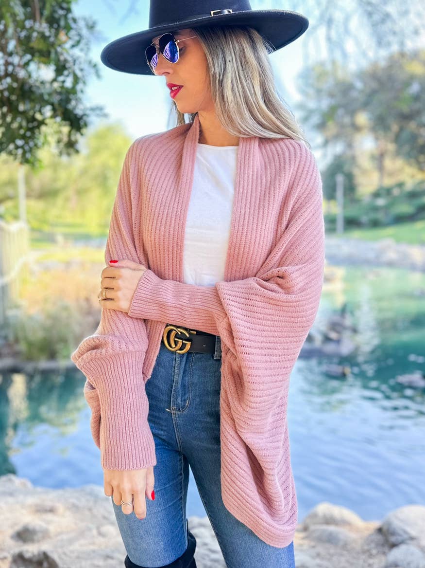 Dusty Pink Knitted Shrug Cardigan