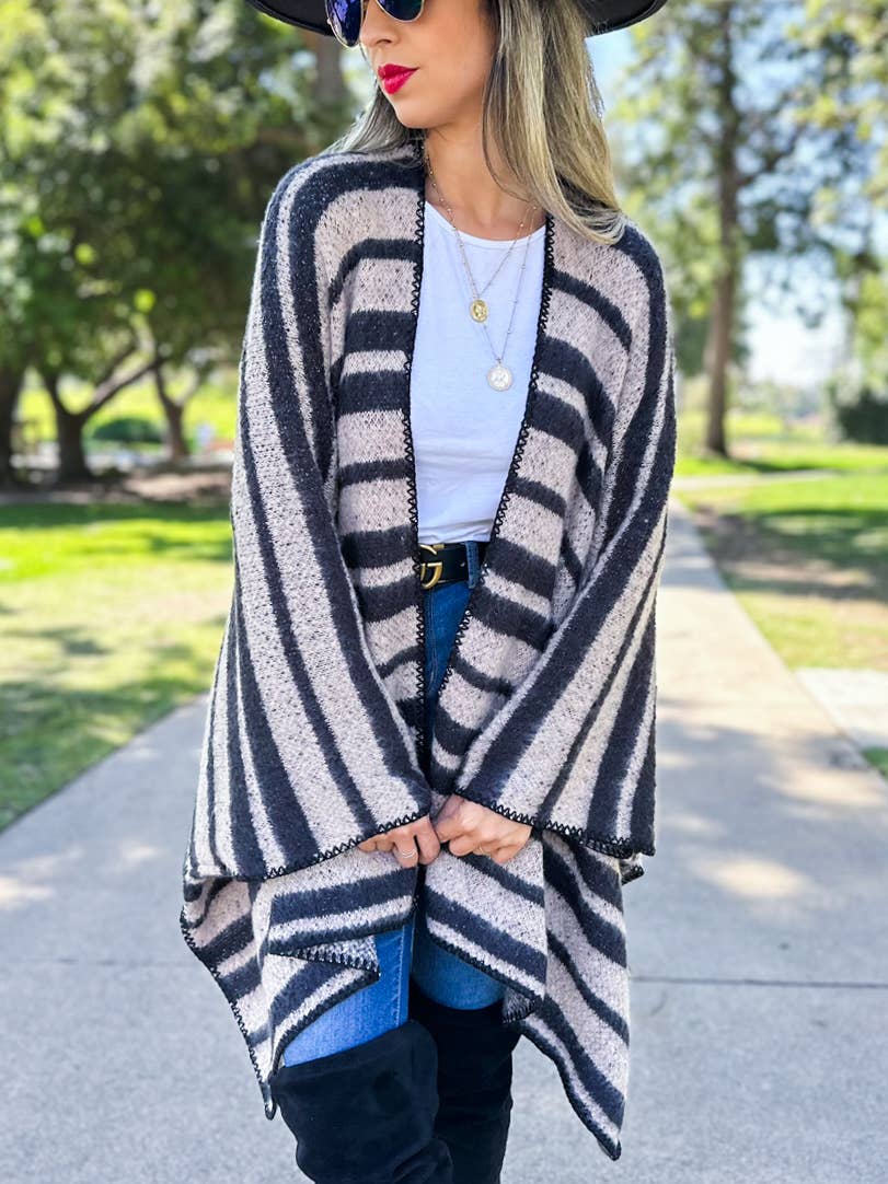 Kelli Stripe Knitted Ruana