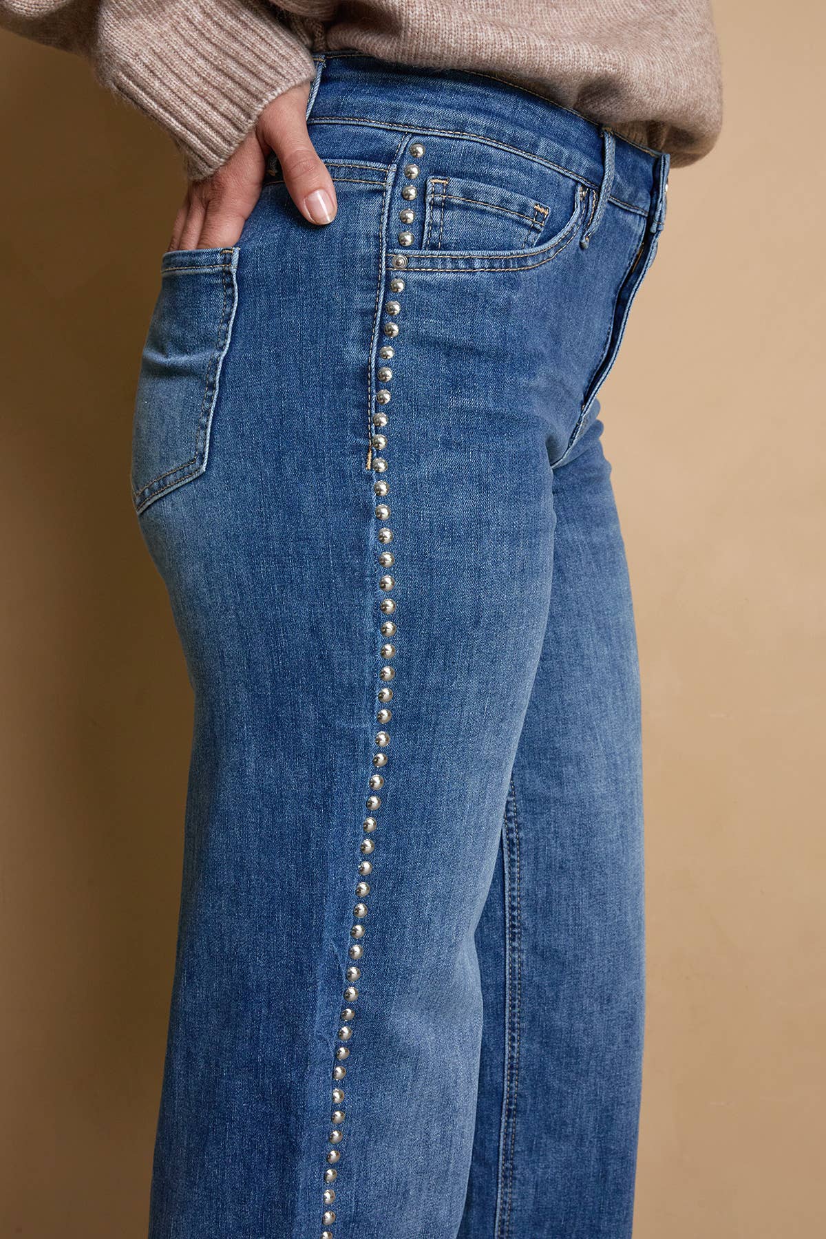 Reba Studded Wide Leg Jeans