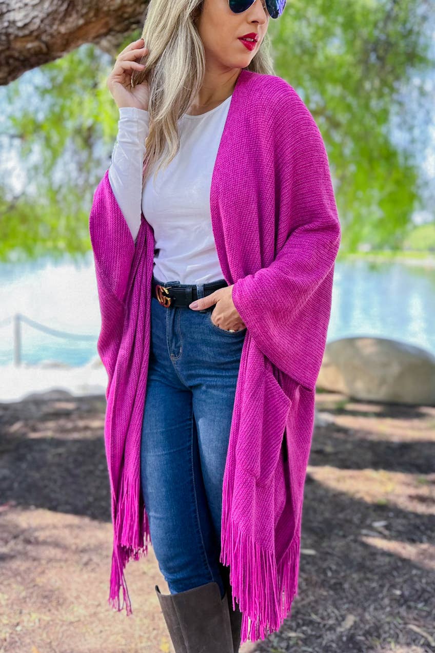 Berry Knitted Kimono Cardigan