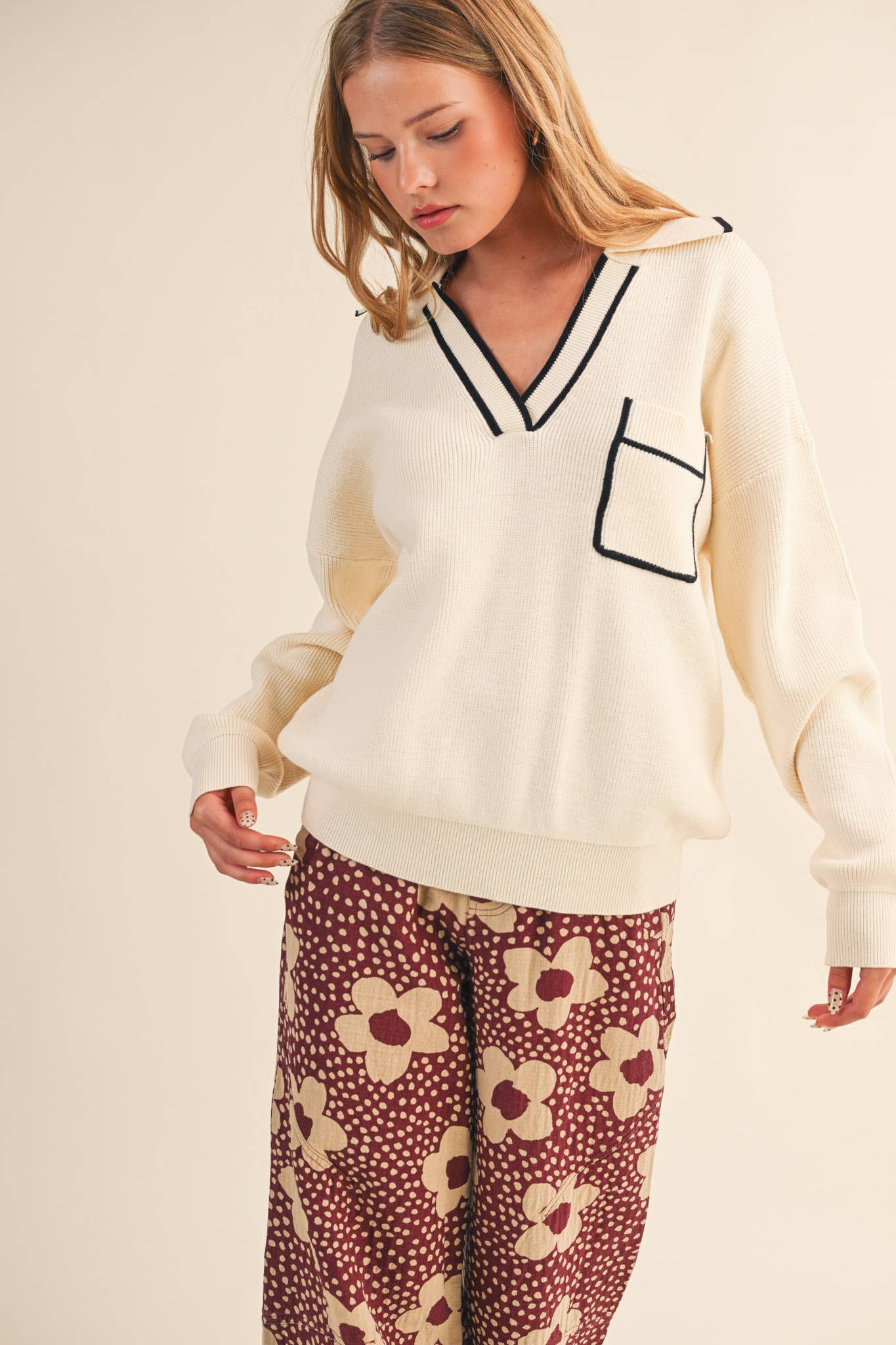 Ribbed Collared Sweater