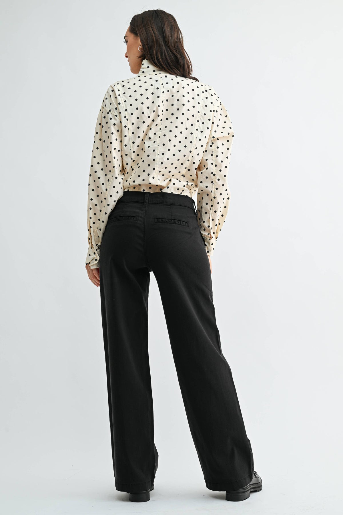 Stretch Twill Slim Wide Leg - Black