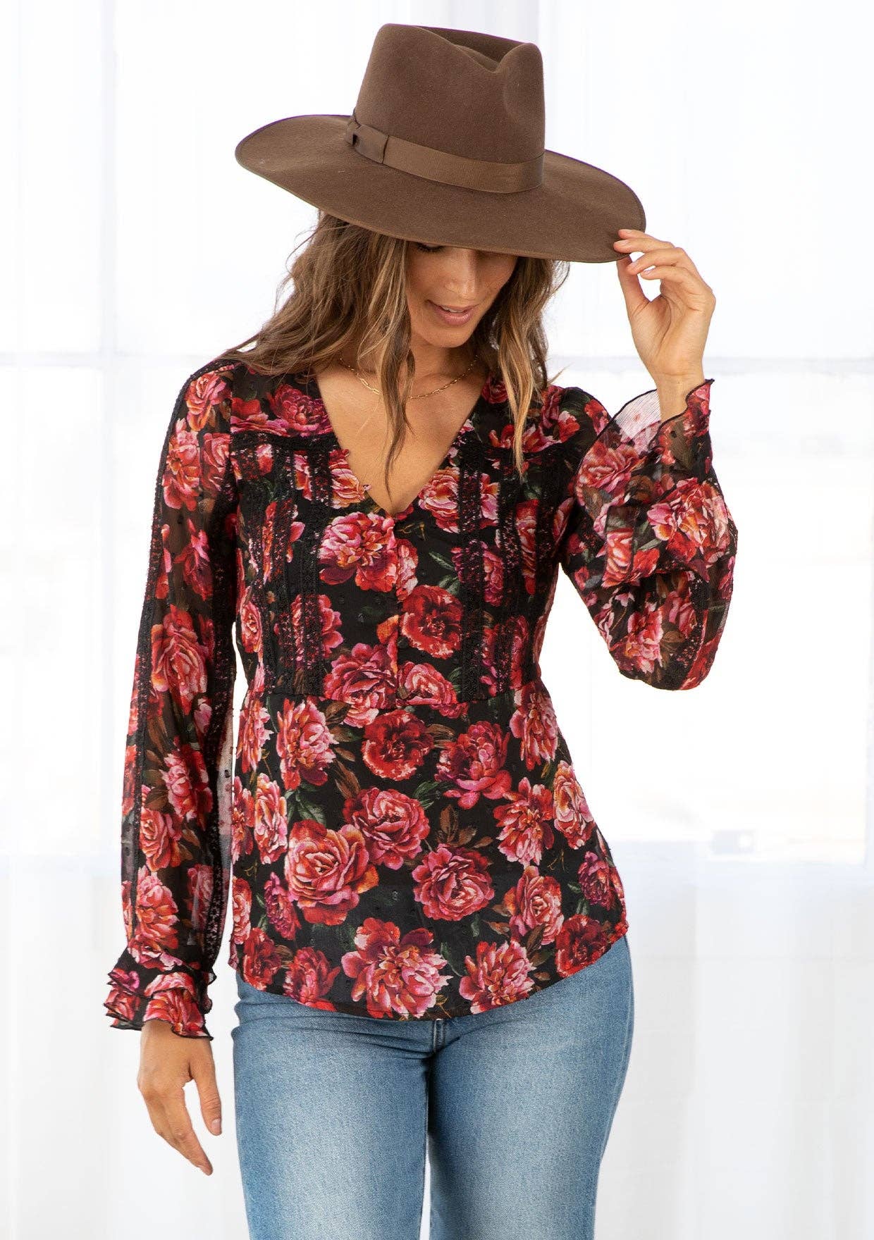 Primrose Lace Trim Blouse