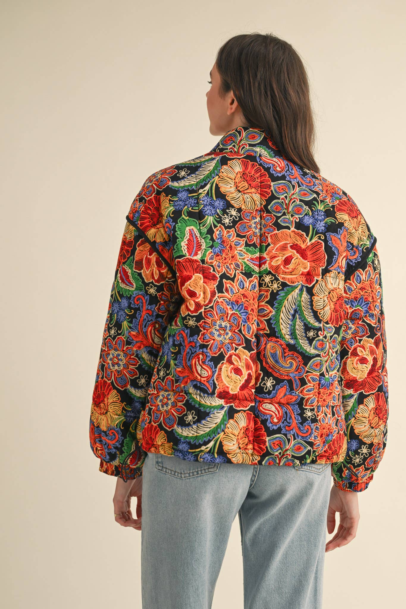 Floral Puff Bomber Jacket