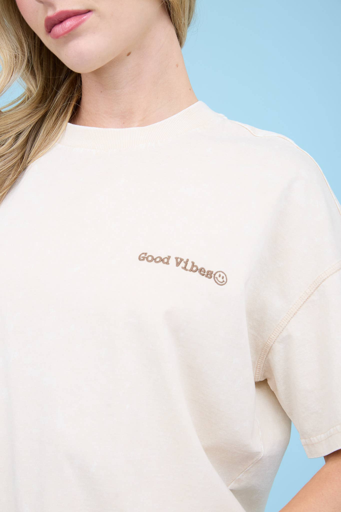 Good Vibes Washed Knit T-Shirt