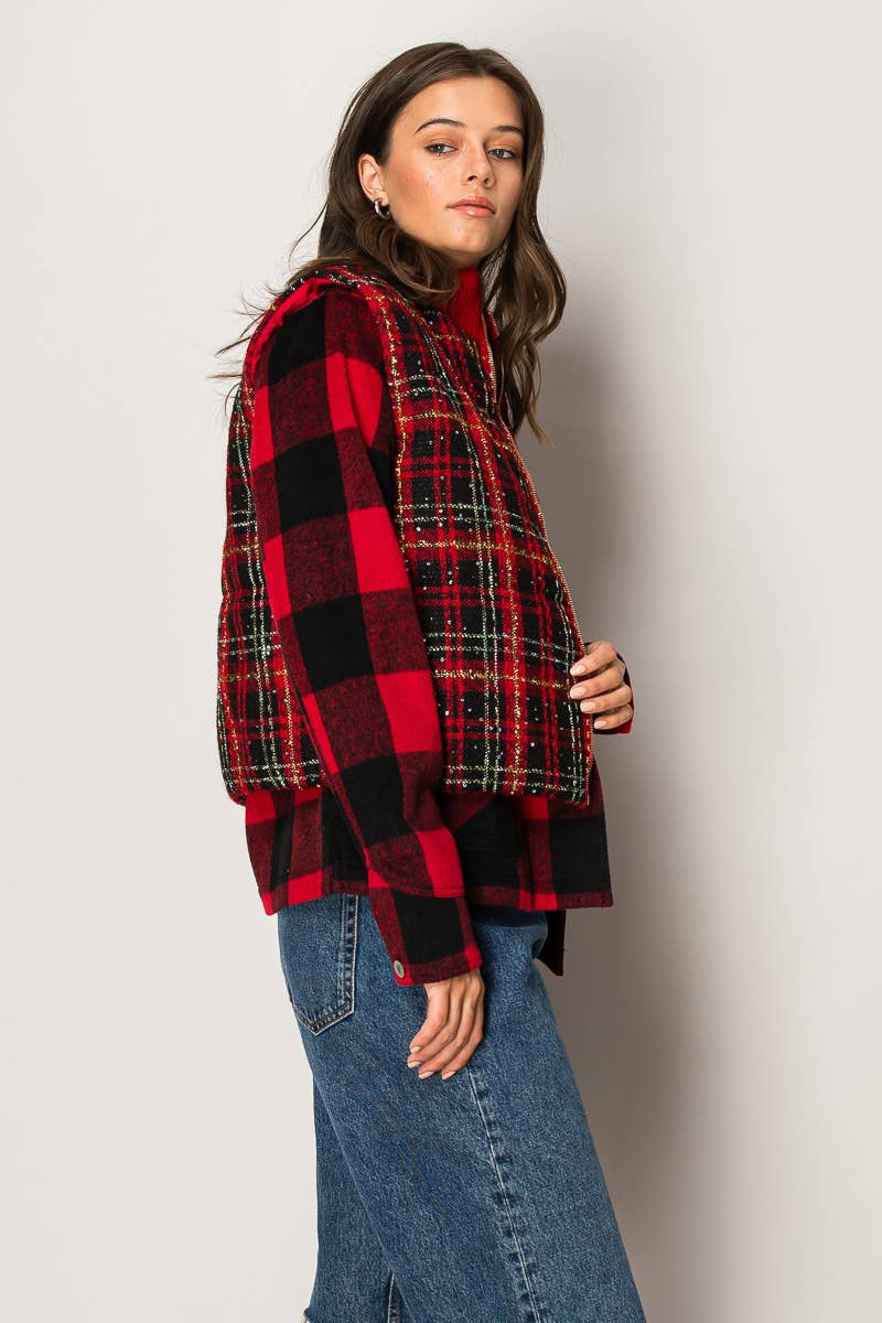 Noel Sparkle Plaid Vest
