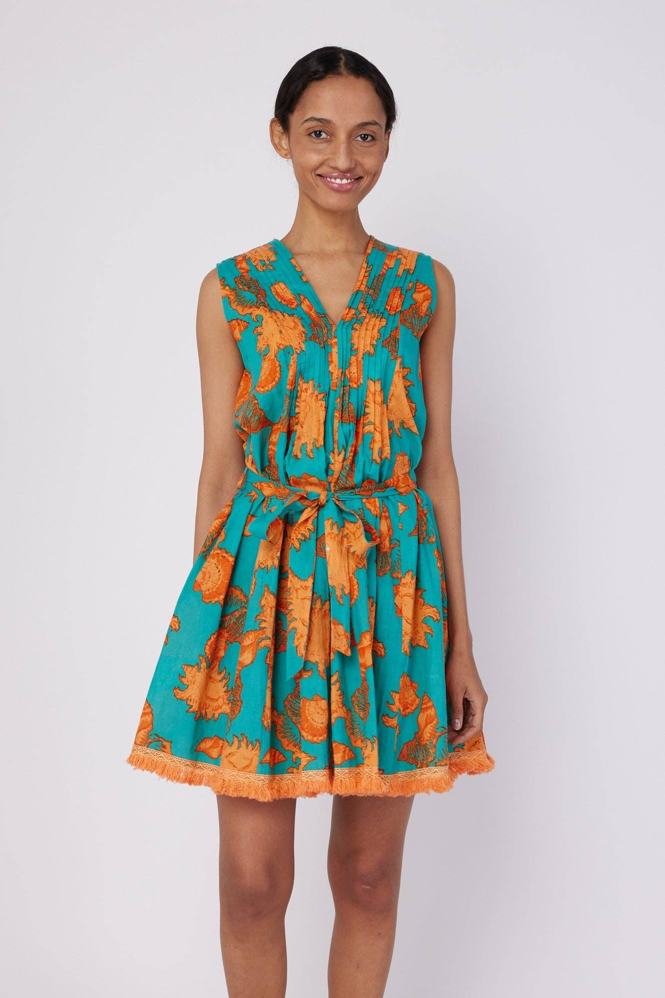 Felice Turquoise Orange Shells Dress