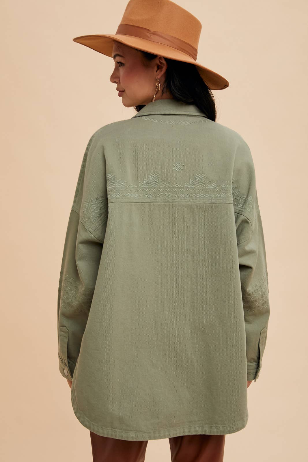 Flora Embroidered Utility Shacket