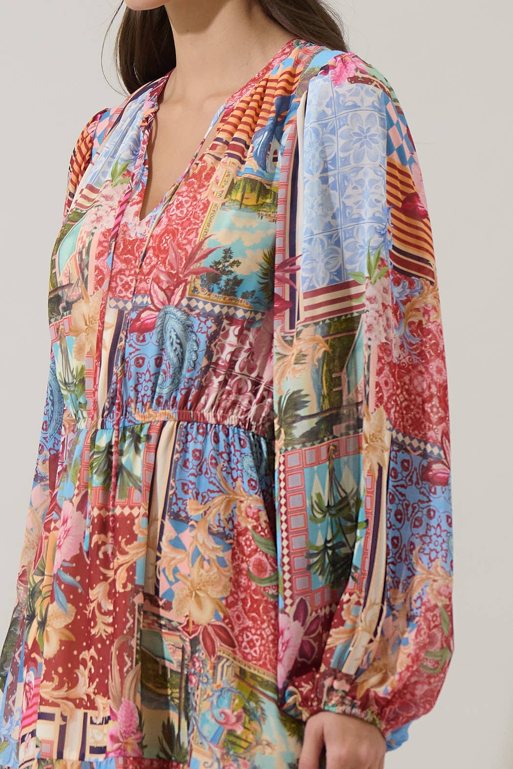 Melani Tropical Paxton Balloon Sleeve Mini Dress