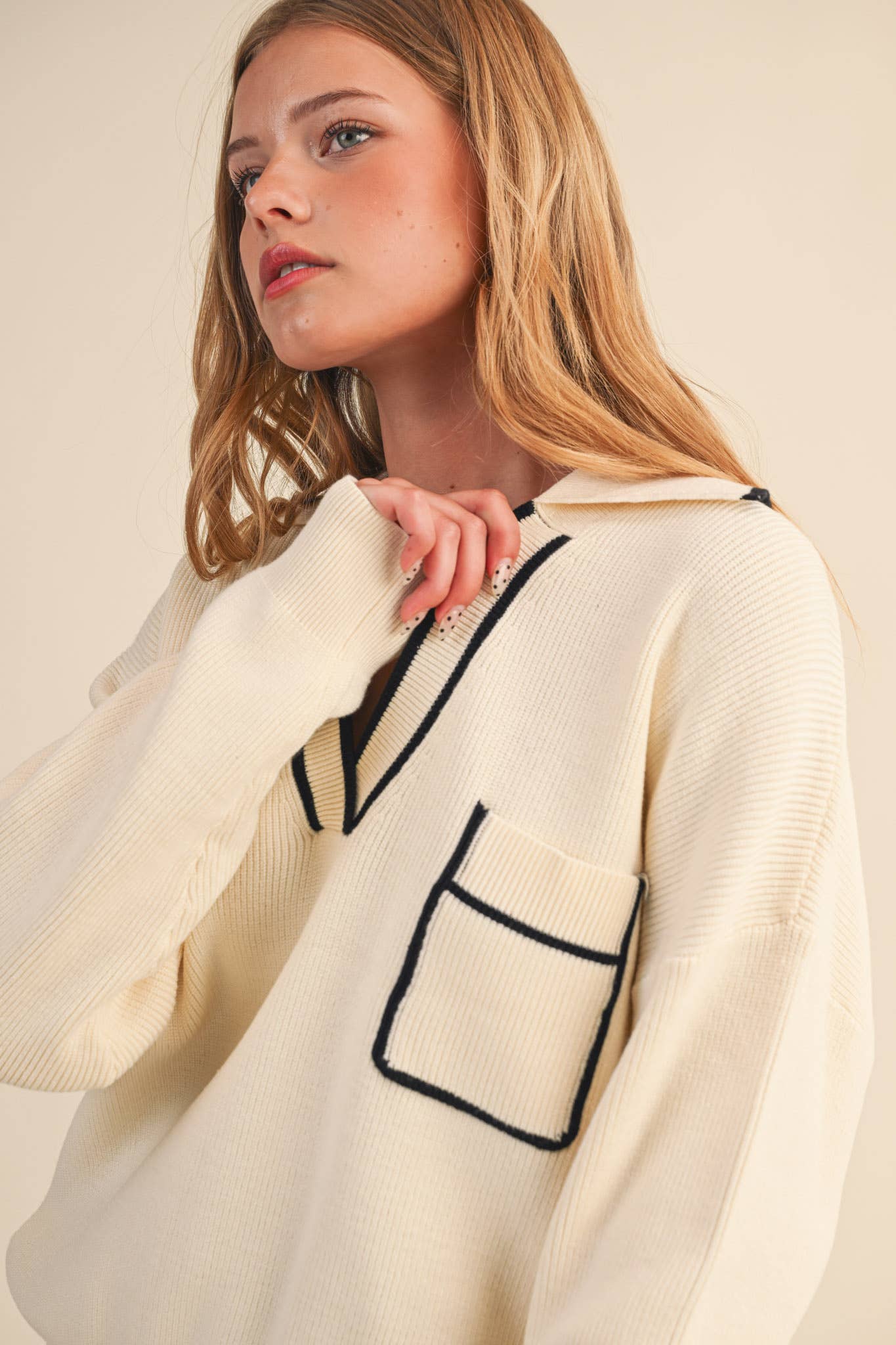 Ribbed Collared Sweater