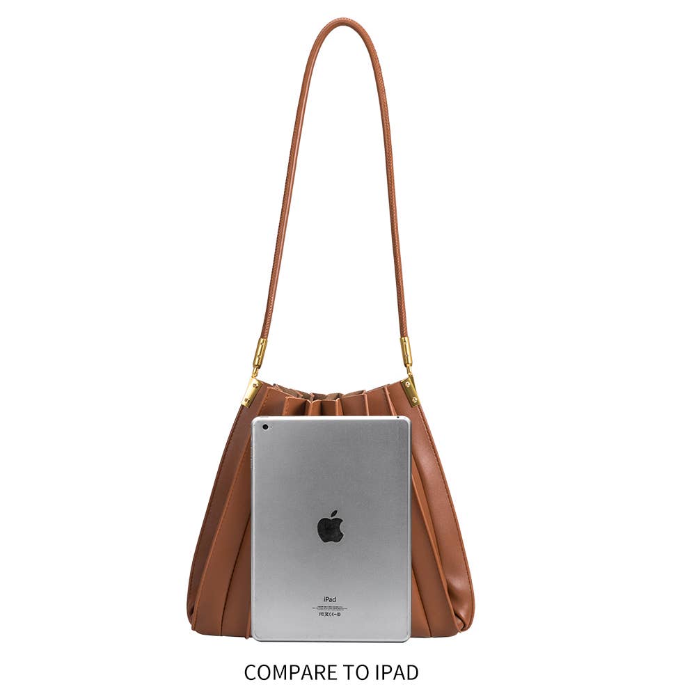 Carrie Saddle Pleated Vegan Shoulder Bag