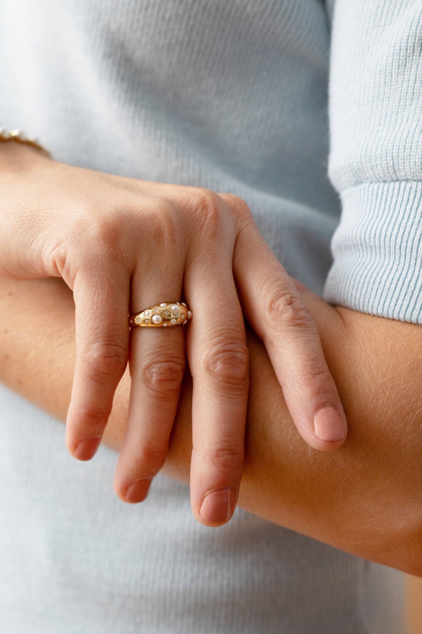 Pearl and Crystal Ring